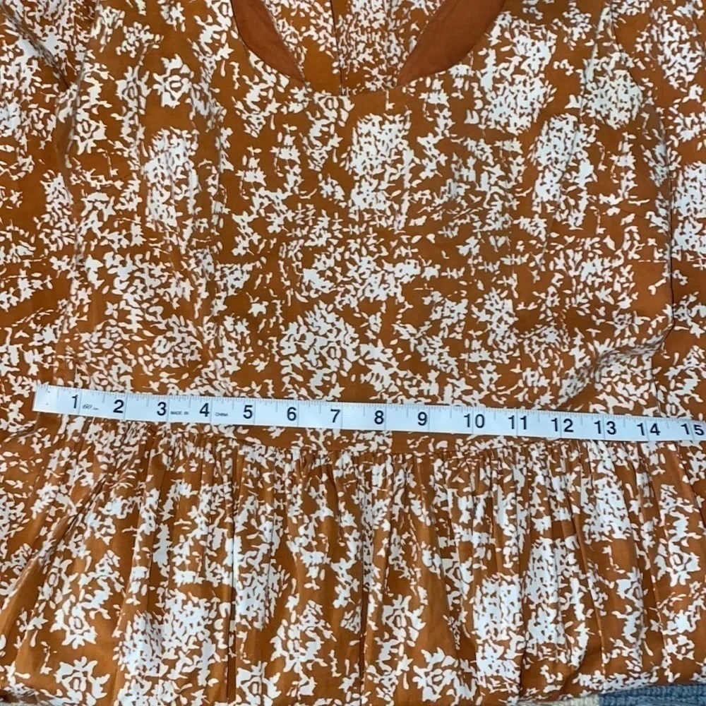 Lapis by Anthropologie Brown White Floral Cotton Blend A-line Dress Size Small - Picture 14 of 14